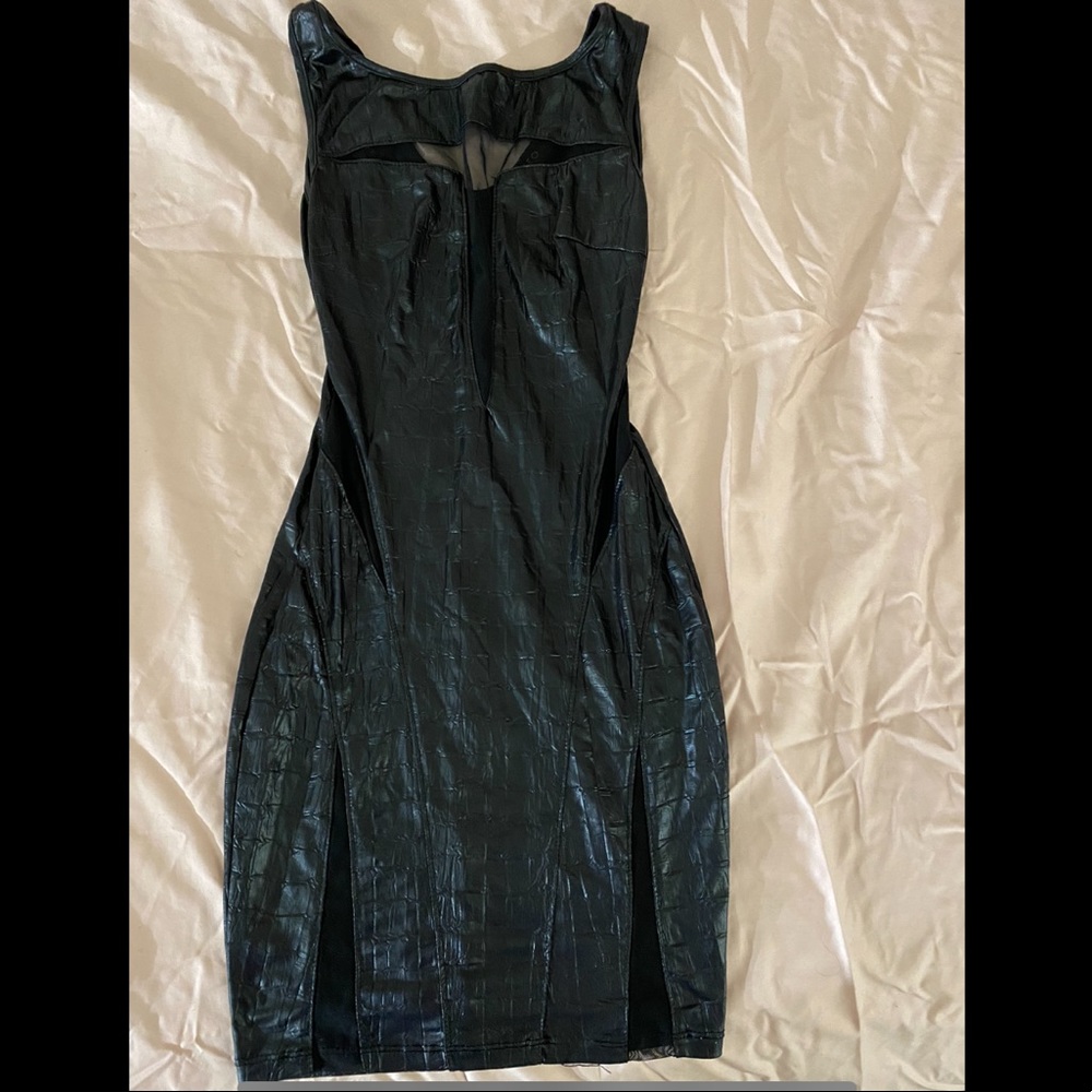 Pleather black mini dress